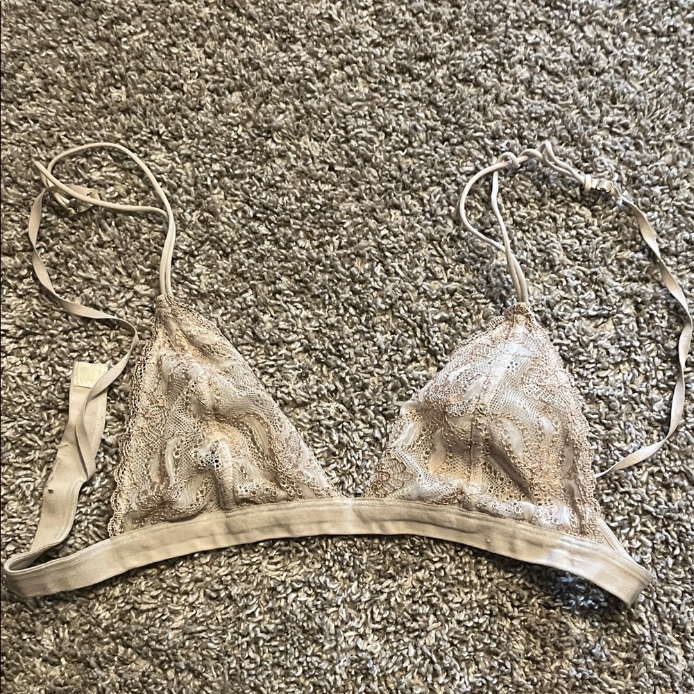 Urban Outfitters Lace Bralette in Cream/Rise Gold